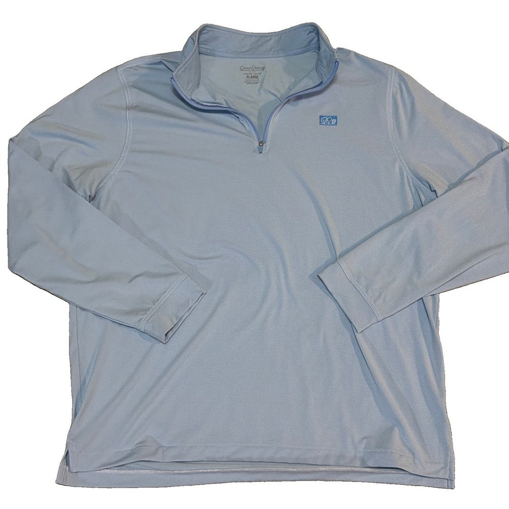 Good Good Golf Quarter Zip Pullover Mens XL Blue Striped Performance 1/4 Zip